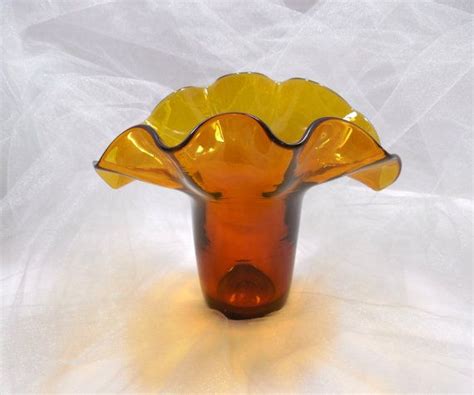 Vintage Amber Blown Fluted Vase Fluted Decor Vase By Beadgarden55 Fluted Vase Vases Decor