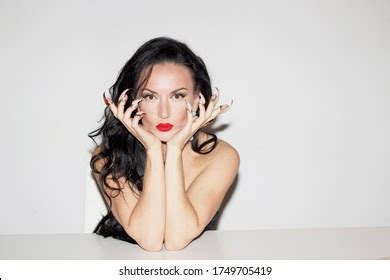 Sexy Woman Red Lips Big Tits Stock Photo 618496367 Shutterstock