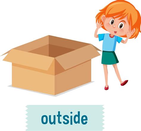 Preposition Of Place With Cartoon Girl And A Box 7106846 Vector Art At