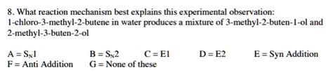 Solved What Reaction Mechanism Best Explains This Experimental