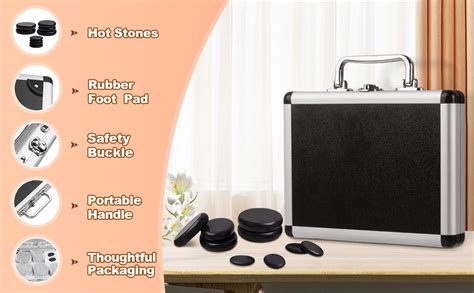 Pektiftn Hot Stones Massage Warmer Kit Portable Hot Stones Massage Set With Heater Hot Rocks