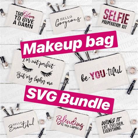 Makeup Bag SVG Bundle 8 Designs Cut Files Silhouette Etsy