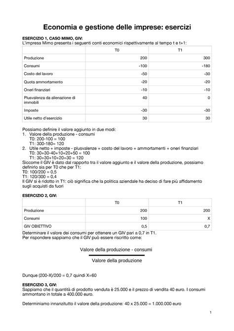 Esercizi Ecogest Economia E Gestione Delle Imprese Esercizi