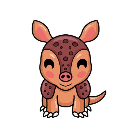 Lindo pequeño personaje de dibujos animados de armadillo Vector Premium