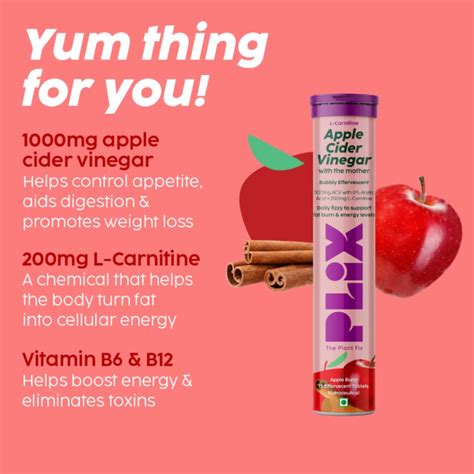 Buy Plix L Carnitine Apple Cider Vinegar Effervescent Tablet Apple Burst Pack Of 4 X 15s 1