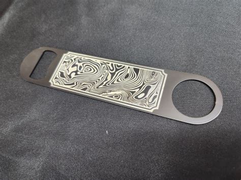 Laser Engraved Damascus Steel Pattern Bottle Opener Stainless Steel