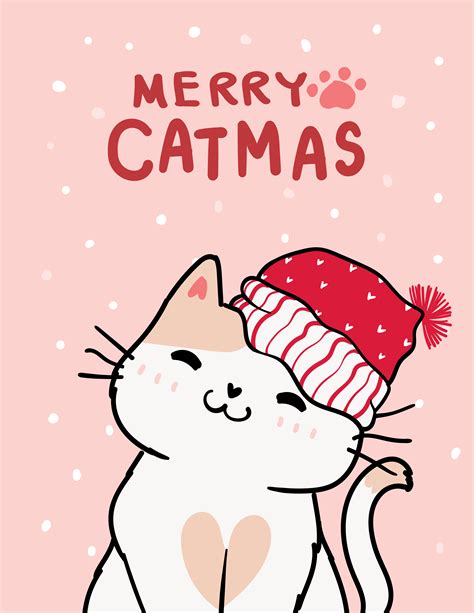 Merry Christmas greeting card with cute cat 1943087 Vector Art at Vecteezy