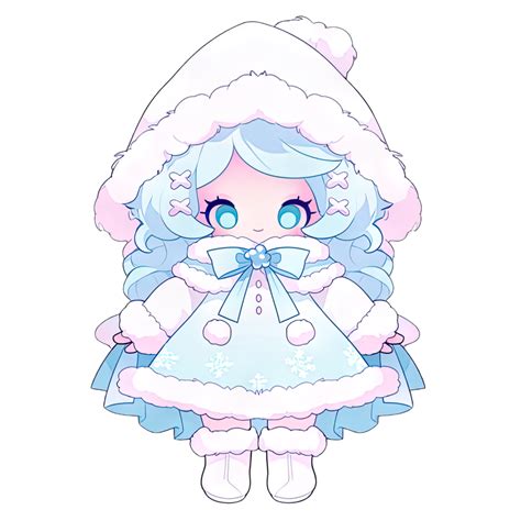 Pastel girl in winter outfit, Anime and Cartoon style, for decoration ...