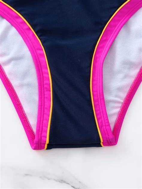 Contrast Binding Halter Triangle Bikini Swimsuit Her Shop EG