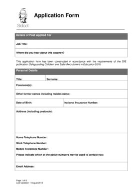 Fillable Online Tes Co Details Of Post Applied For Tes Co Fax Email