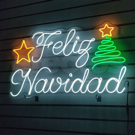 Cartel Luminoso Feliz Navidad Neon Led Arbol Navide O