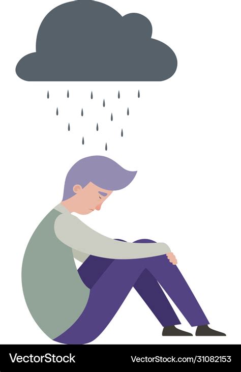 Sad Man Depression Mental Disorder People Vector Image