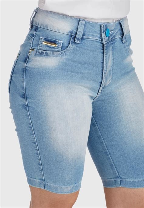 Bermuda Jeans Hno Jeans Hot Pants Comfort Plus Azul Claro Compre Agora Dafiti Brasil