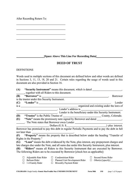 Colorado Deed Of Trust 2001 2025 Form Fill Out And Sign Printable Pdf Template Airslate Signnow