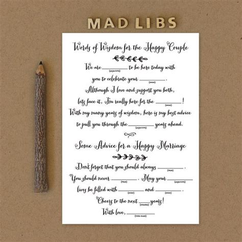 Funny Wedding Mad Libs—rsvps Games Templates Atelier Yuwaciaojp