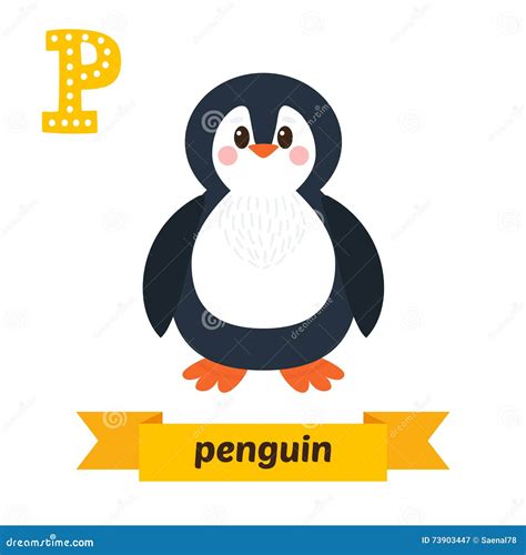 Pingouin Lettre De P Alphabet Animal Denfants Mignons Dans Le Vecteur