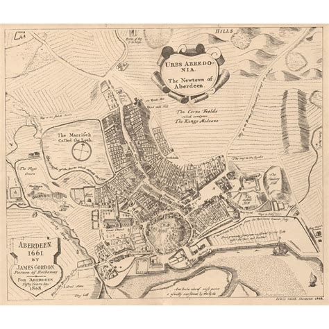 Map Of Aberdeen By James Gordon 1661 Britton Images