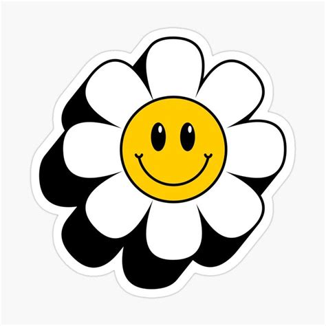 Smile Daisy Retro Flower Sticker For Sale By Darianedesigns Daisy