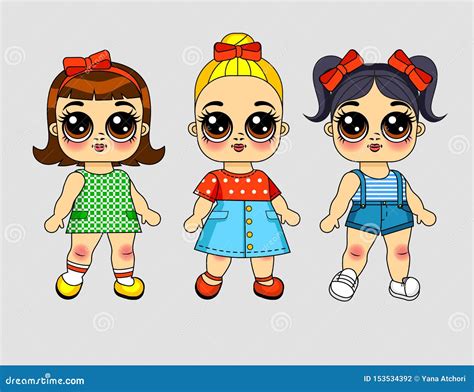 Set Of Three Girls Wearing Bikini Swimsuit Vector Illustration Cartoondealer