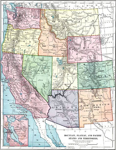 Mountain, Plateau, And Pacific States And Territories, Borders With ...