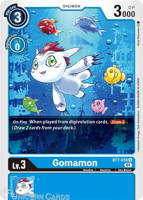 Bt Gomamon Uncommon Mint Digimon Card Unicorn Cards Yugioh