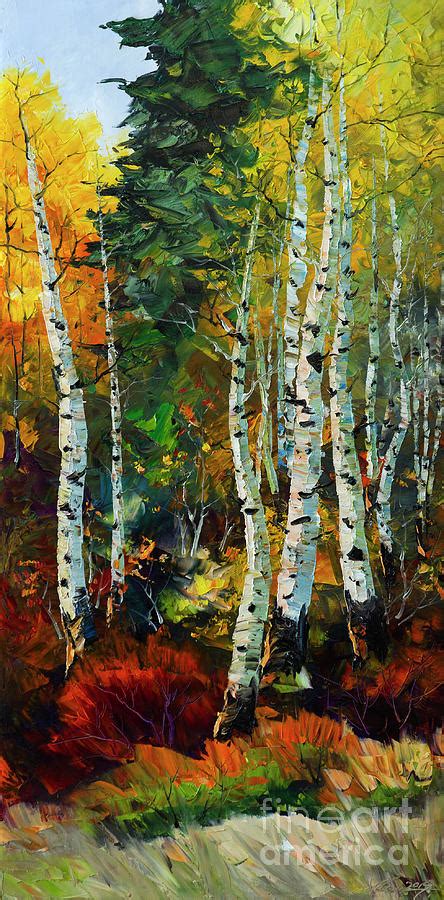 Birch Tree Forest Landscape Painting Painting By Willson Lau Fine Art