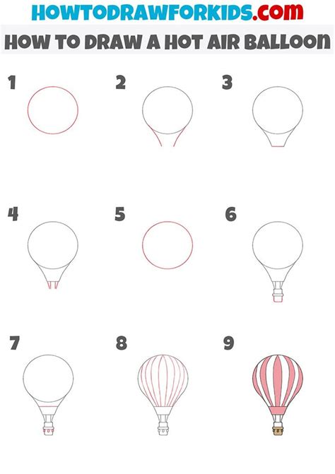 How To Draw A Hot Air Balloon Hot Air Balloon Drawing Hot Air