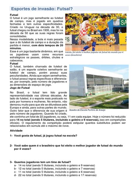 Esportes De Invasão Futsal - Esportes de Invasão - Futsal | PDF
