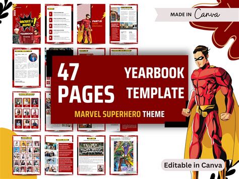 Yearbook Template for Senior Year marvel Superhero Theme for - Etsy