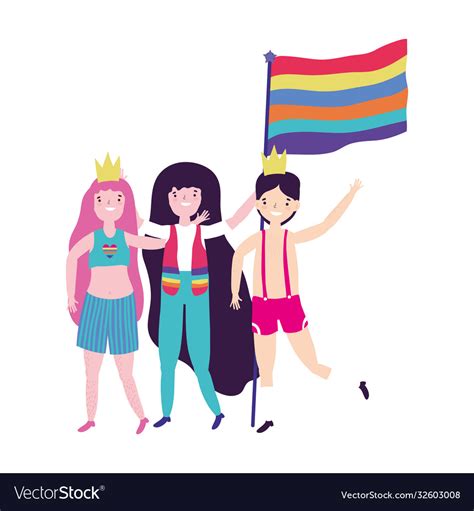 Pride Parade Lgbt Community Happy Man And Women Vector Image