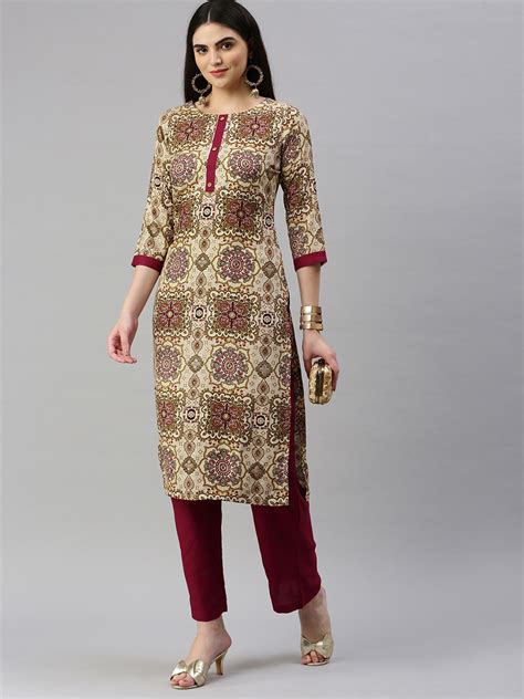 Buy KALINI Women Ethnic Motifs Printed Regular Kurta With Trousers