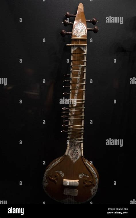 Sitar Isolated On Black Background Stock Photo Alamy