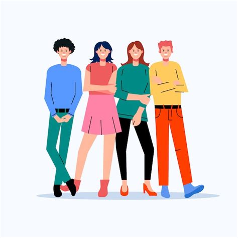 Free Vector Group Of People Posing Together