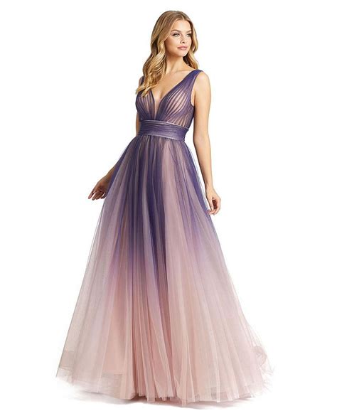 Mac Duggal Womens Ieena Sleeveless Ombre Tulle Ball Gown Macys