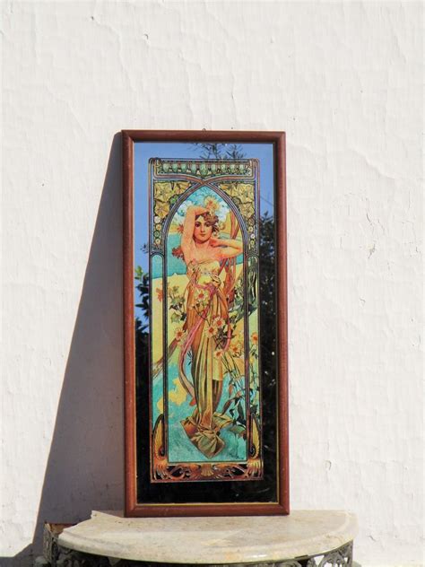 After Alphonse Mucha Miroir Mural Eclat Du Jour Bois Verre