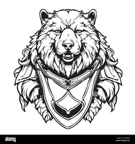 Illustration with coat of arms with bear head. Tattoo design element ...