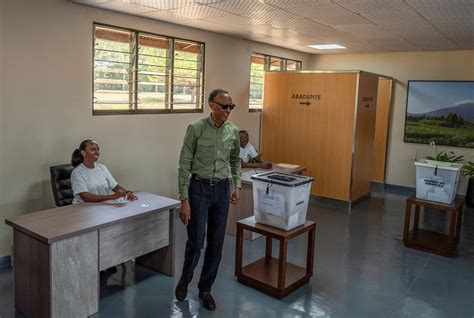 Rwanda President Paul Kagame votes during presidential election