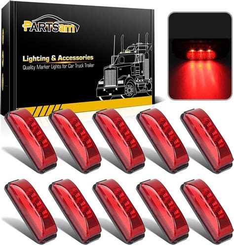 Partsam 10pcs 3 9 Waterproof Red 3LED Side Marker Light Lamp For