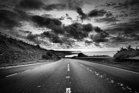 A road winds off into the distance black and white by macinivnw on ...