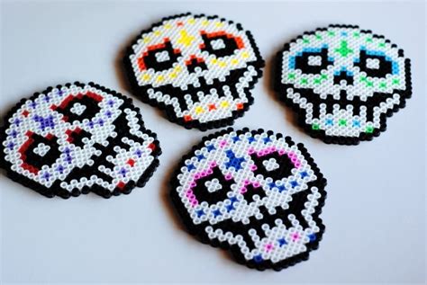 Day Of The Dead Sugar Skulls Hama Beads Design Halloween Beads