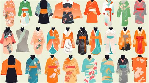 Premium Photo A Close Up Of A Bunch Of Different Types Of Kimono