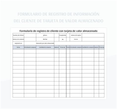 Plantilla De Excel Formulario De Registro De Informaci N Del Cliente De