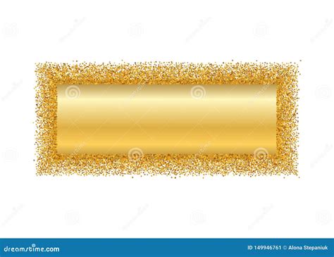 Gold Frame Isolated White Background Golden Glitter Confetti Texture