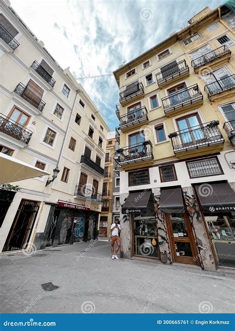 View from the Beautiful Streets of Valencia, Spain Editorial Photo
