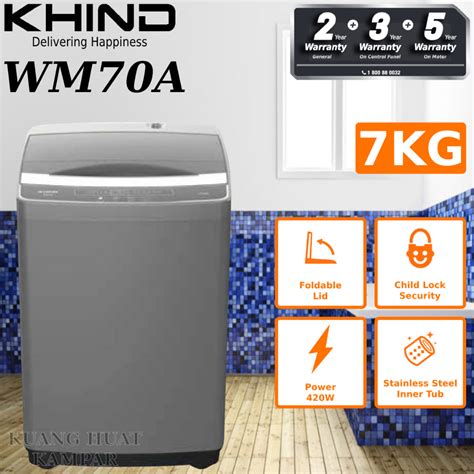 KHIND 7KG FULLY AUTO TOP LOADING WASHER WASHING MACHINE WM70A WM