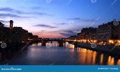 Arno River Sunset in Florence,Italy Stock Photo - Image of gallery ...