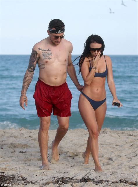 Johnny Manziel Hits Beach Again As Fiance Bre Tiesi Shows Off Body