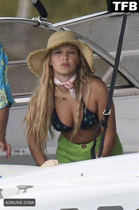 Millie Bobby Brown Sexy Seen Flaunting Her Hot Tits In A Bikini Top On A Yacht With Jake