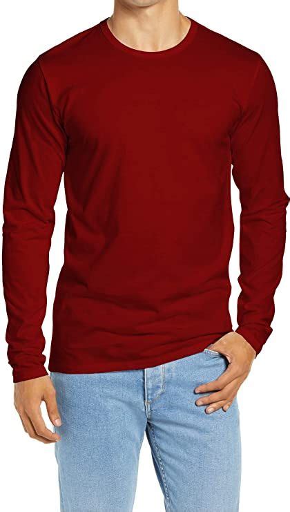 Long Sleeve Tee Shirts For Men Soft Comfy Casual Round Neck Full Sleeves Men S Ringer T Shirt