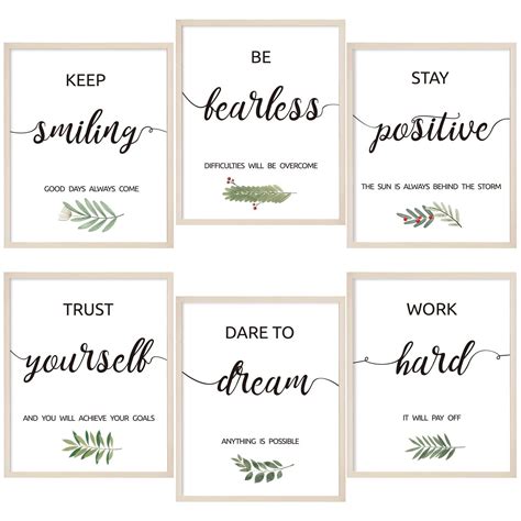 6pcs Motivational Wall Art Inspirational Wall Art Office Decor Positive Affirmations Wall Decor